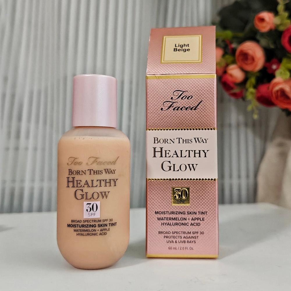 NEW Too Faced Born This Way Healthy Glow Skin Tint Foundation Light Beige $42